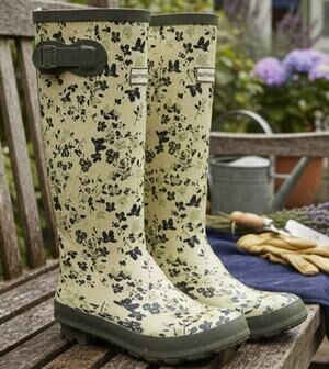 Smith & Hawken Target Women's Rubber Rain Boots Green Yellow Mid Calf Size 7